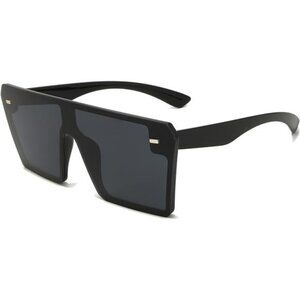 Big Flat Top Oversized Shield Sunglasses for Women Men Square Rimless Shades